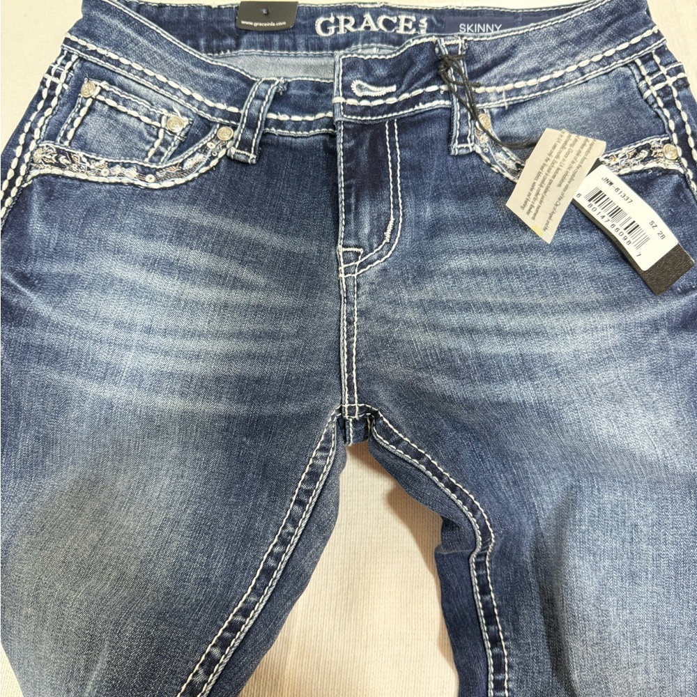 Grace Dark Blue Skinny Jeans - Picture 5 of 10